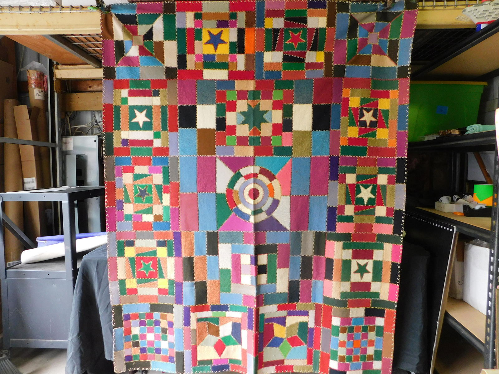 Wool Sampler Quilt Top - Circa 1900 (1 of 6)