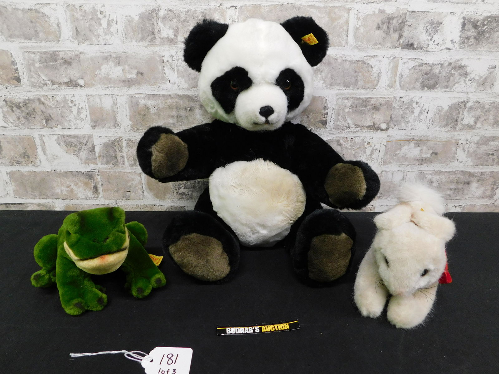 Lot of 3 Steiff Plush including Bunny, Panda, and Frog (1 of 10)