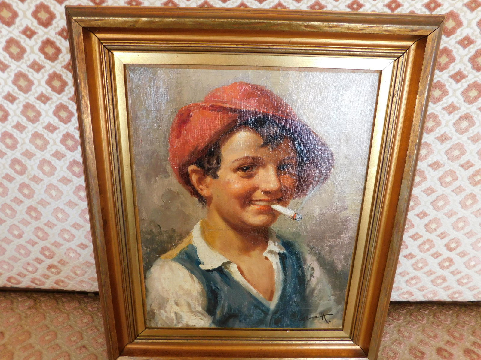 Oil on Canvas Boy Smoking (1 of 4)