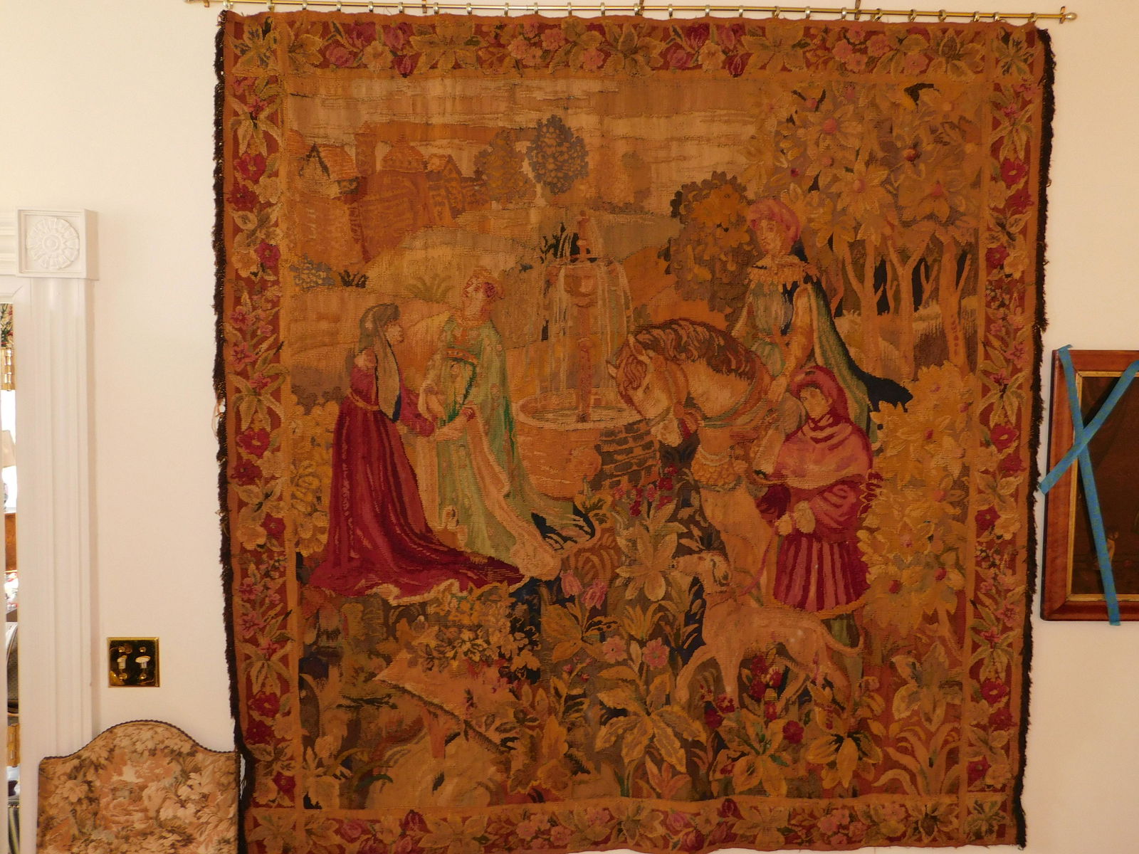 Early Wall Tapestry of Medieval Scene (1 of 4)