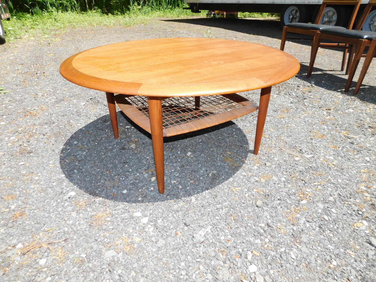 Danish Mid Century Modern Coffee Table with Rattan (1 of 7)