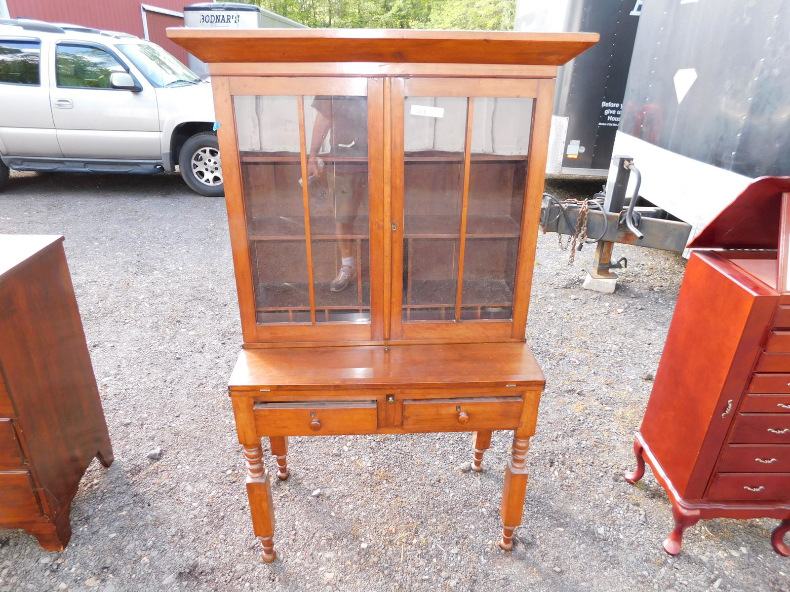 19th Century Country Desk with Bookcase Top (1 of 4)