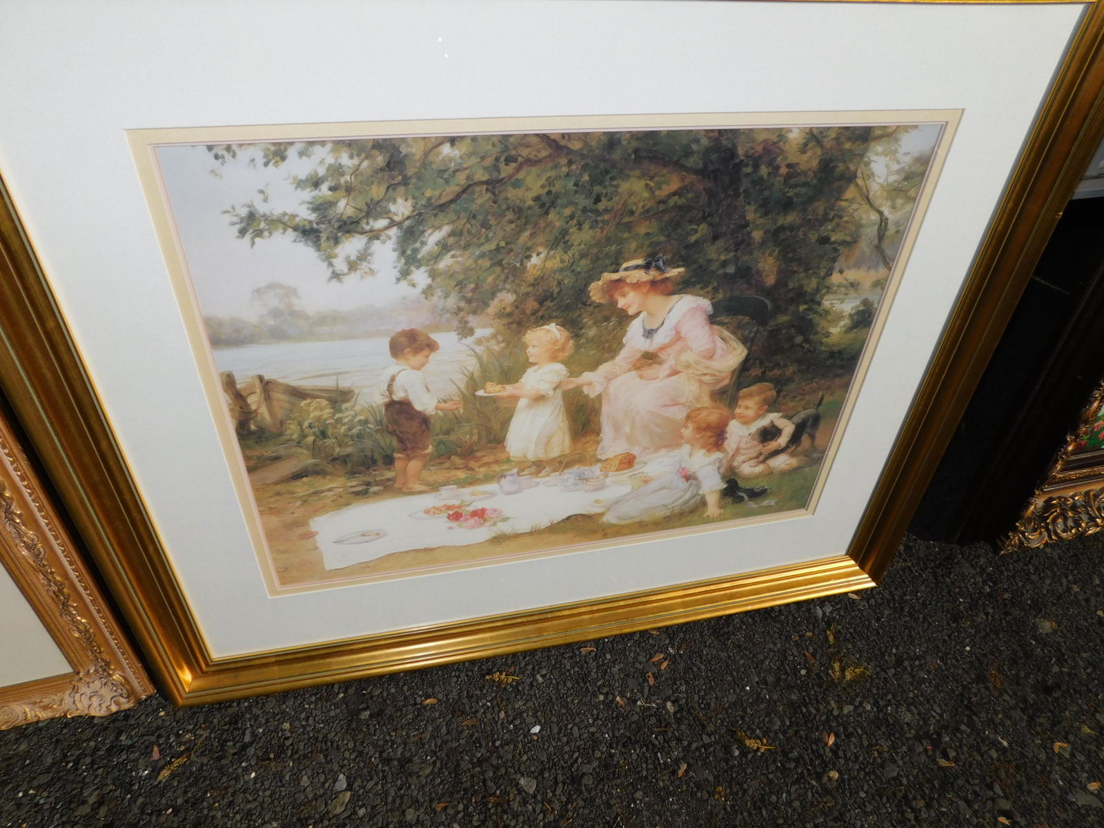 Framed Print of Children Eating at Lakeside (1 of 2)