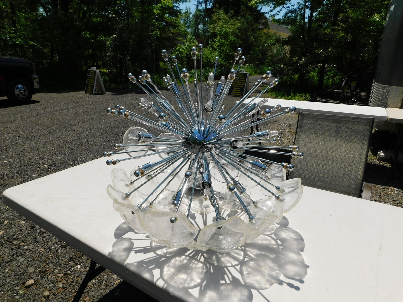 Mid Century Modern Hanging Chandelier with Murano Glass (1 of 4)