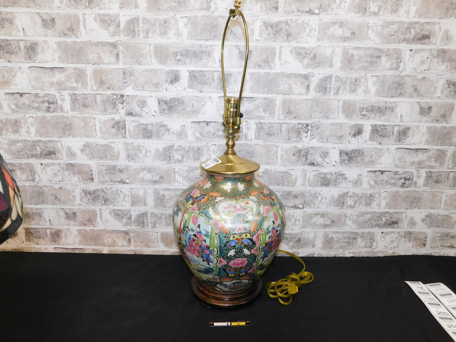 Chinese Rose Medallian Style Table Lamp with Butterfly (1 of 6)