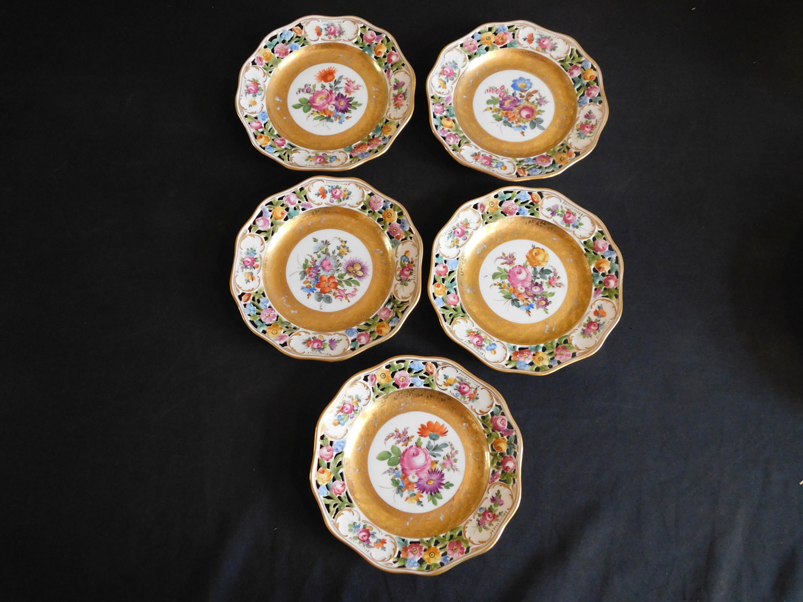 Set of 5 Hand Painted Dresden Plates (1 of 4)