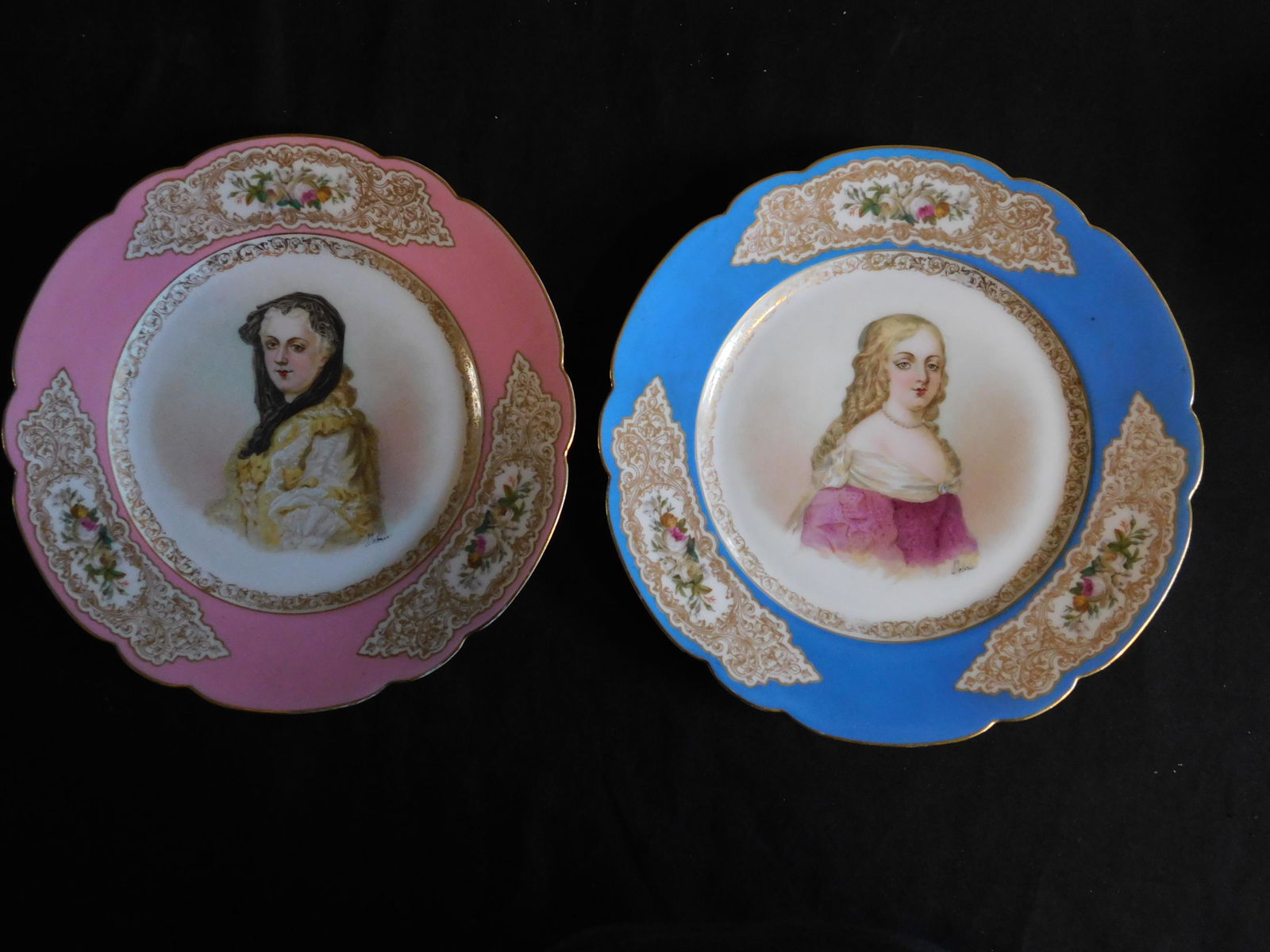 Pair of Hand Painted Sevres Portrait Plates (1 of 2)
