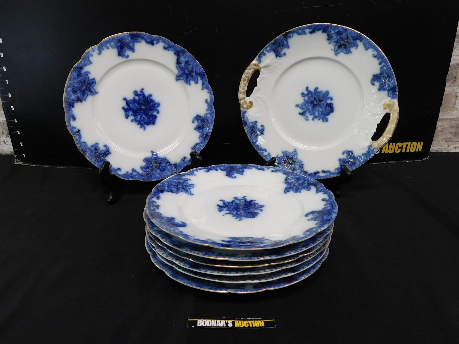 Grouping of 8 J.P. L France Flow Blue Plates (1 of 5)