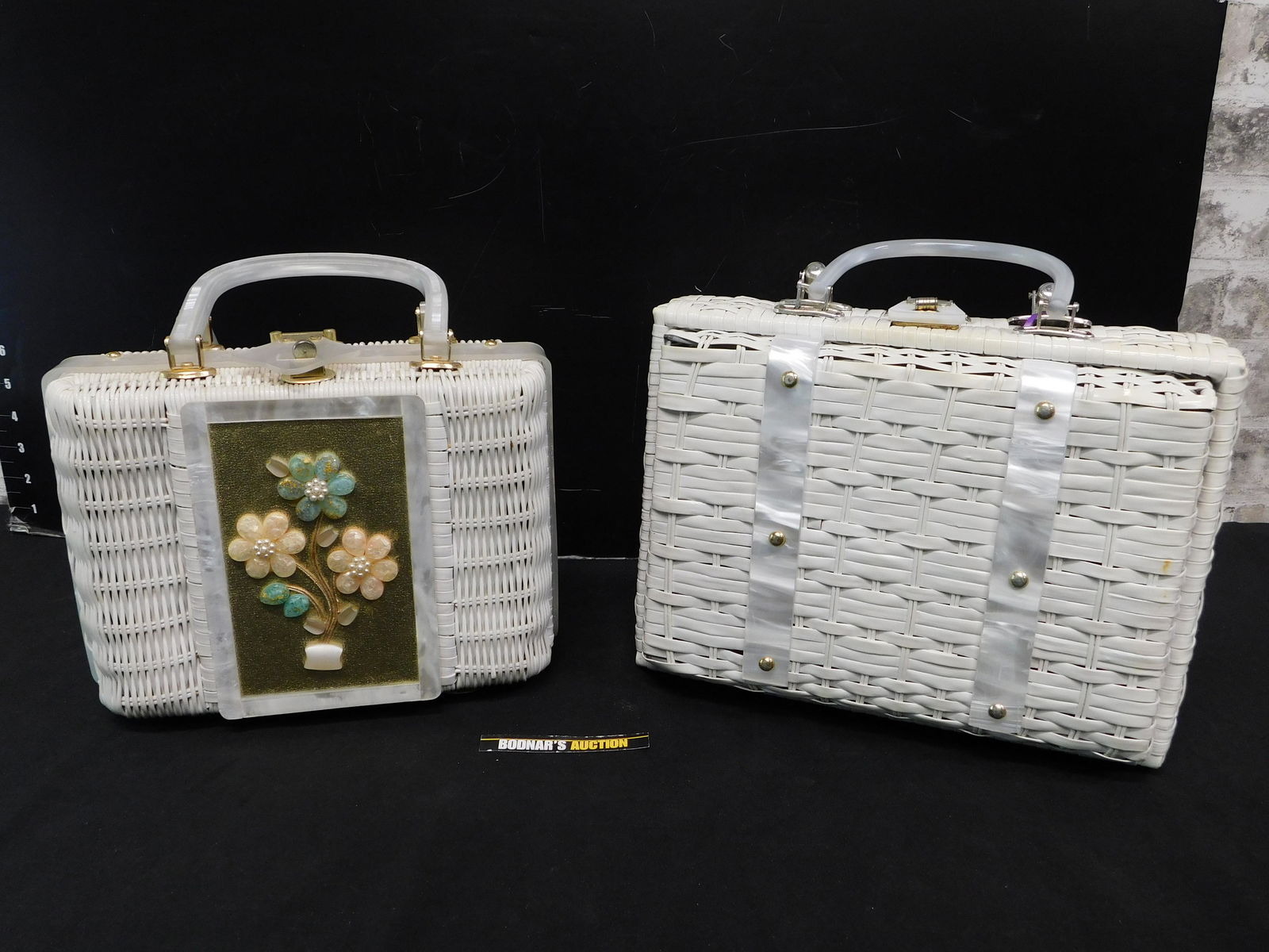 Lot of 2 Plastic Purses woven in Wicker and Rattan (1 of 6)