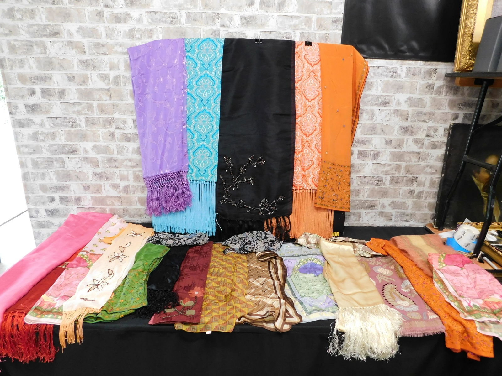 Mixed Lot of Scarves including Michael Kors: Mixed Lot of Scarves. Mix of Fabrics including Mohair, Silk, Cotton, Rayon and More. Some brands included are Michael Kors and Givenchy. Some of the scarves have wear. This sale is an in-house shippin