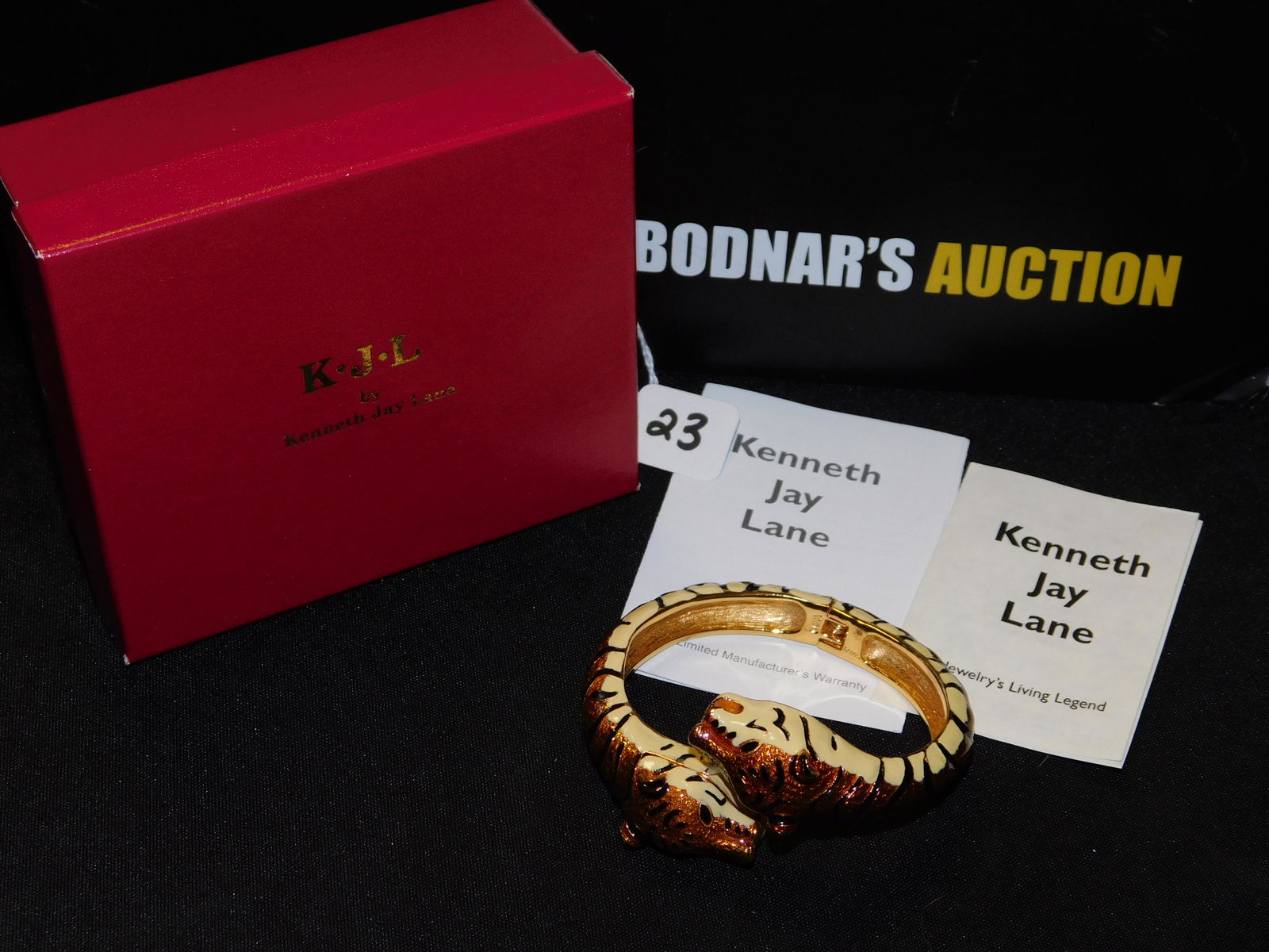 Kenneth Jay Lane Tiger Bangle Bracelet Watch (1 of 4)