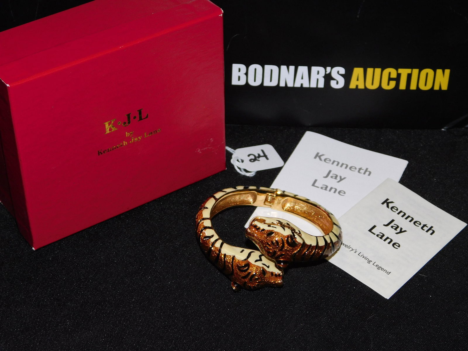 Kenneth Jay Lane Tiger Bangle Bracelet Watch (1 of 3)