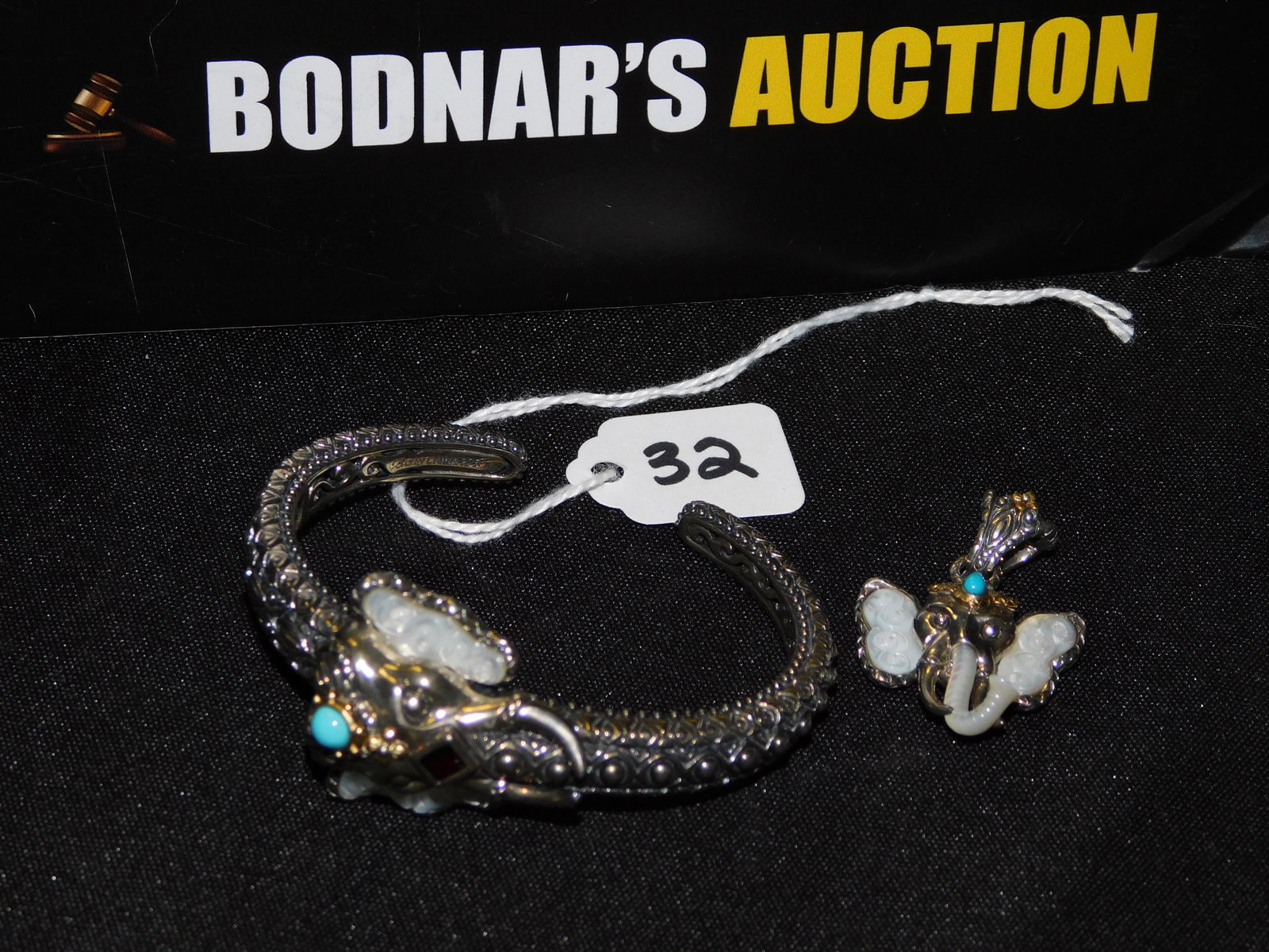 Sterling Elephant Bangle and Pendant (1 of 5)