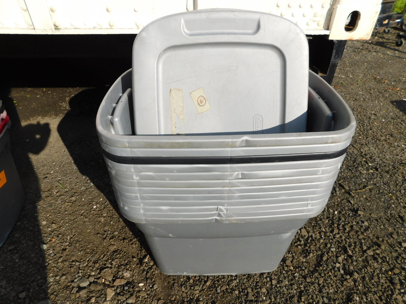 Lot of 12 Sterilite Tubs/Storage Bins: Lot of 12 Sterilite Tubs/Storage Bins. These tubs are in used condition. Some cracking, chips - but still in good condition. They measure 16" x 17" x23" . All items must be paid for within 24 hours of