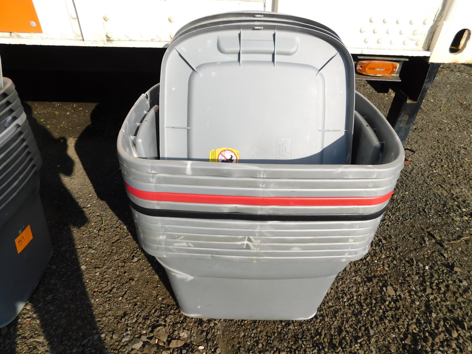 Lot of 12 Sterilite Tubs/Storage Bins: Lot of 12 Sterilite Tubs/Storage Bins. These tubs are in used condition. Some cracking, chips - but still in good condition. They measure 16" x 17" x23" . All items must be paid for within 24 hours of