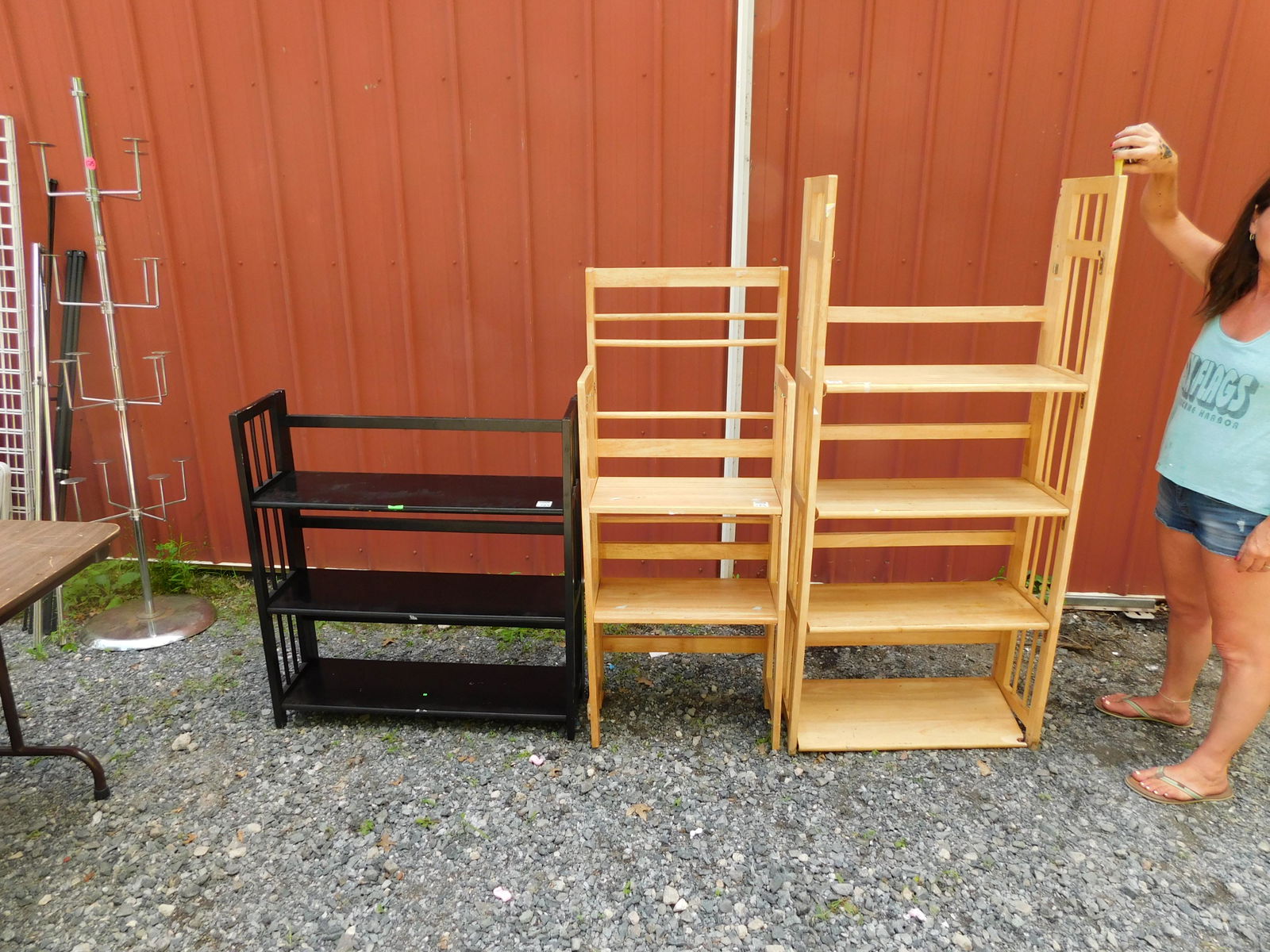 Lot of 3 Folding Wooden Shelves (1 of 4)