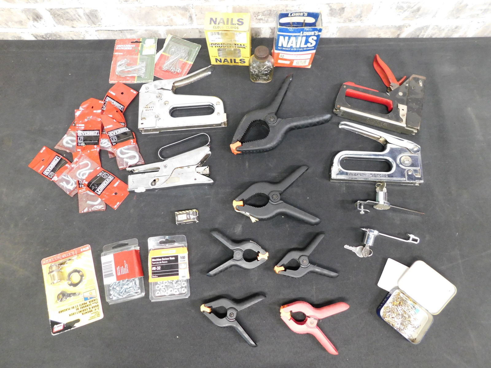 Lot of Staple Guns, S Hooks, Nails, Framing Nails, and (1 of 7)