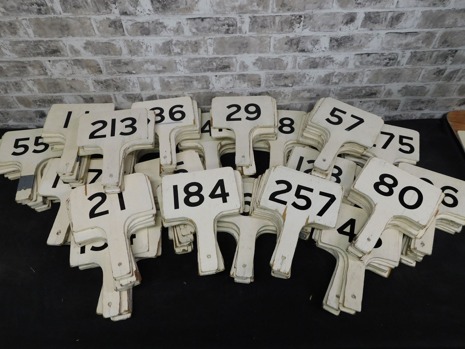 Lot of 205 Wooden Professional Auction Bidding Paddles (1 of 5)
