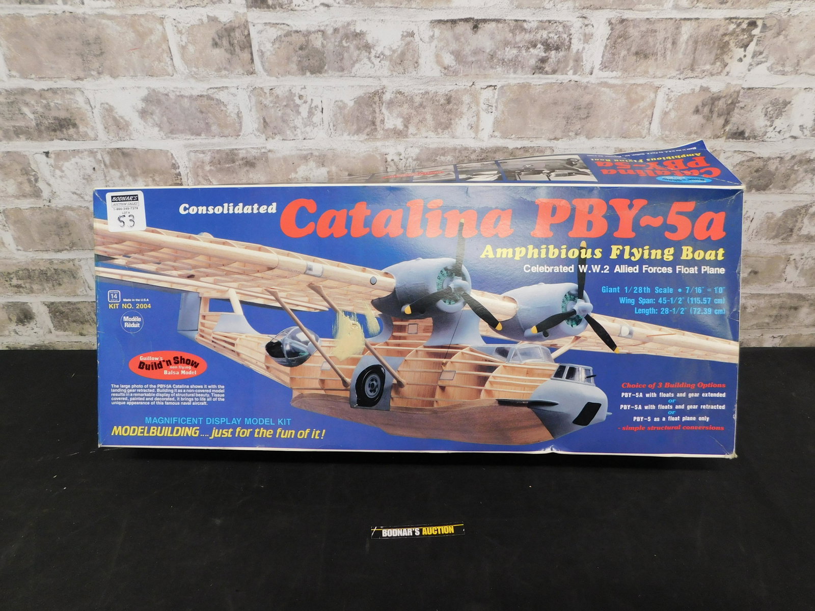Guillow's Consolidated Catalina PBY-5a Model Kit in Box: Guillow's Consolidated Catalina PBY-5a Model Kit in Box. Appears to be complete. All RC items in this sale from a local estate and have not been checked to see if they are running or if they are compl