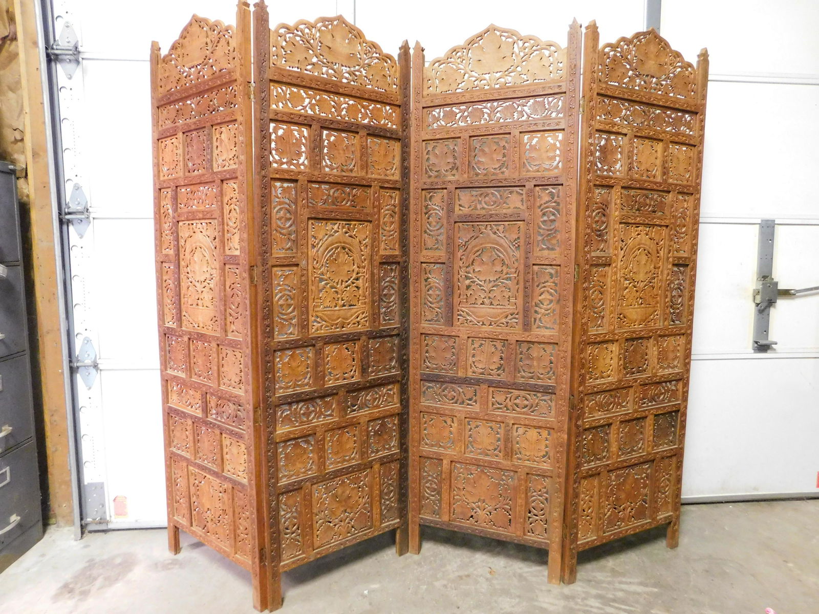 Hand Carved Middle Eastern 4 Part Folding Screen (1 of 8)