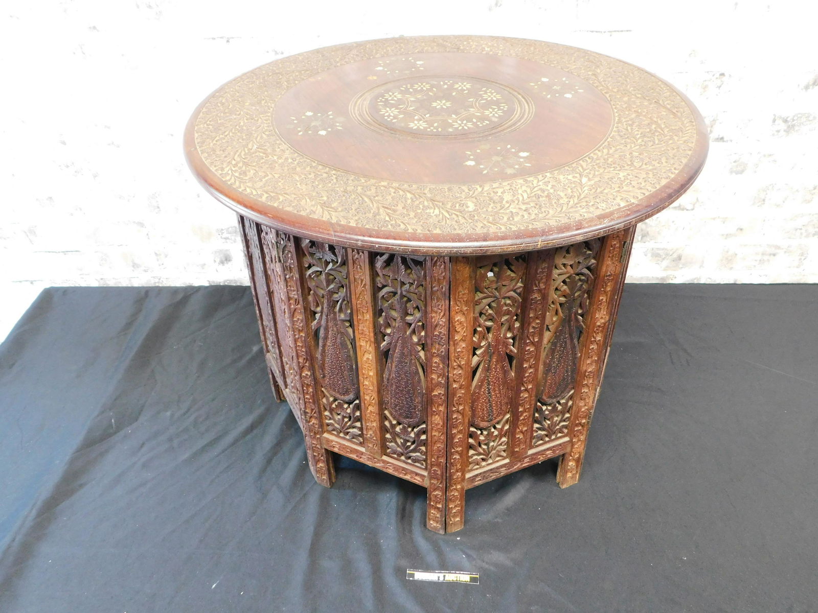 Hand Carved Middle Eastern Folding Coffee Table with (1 of 7)