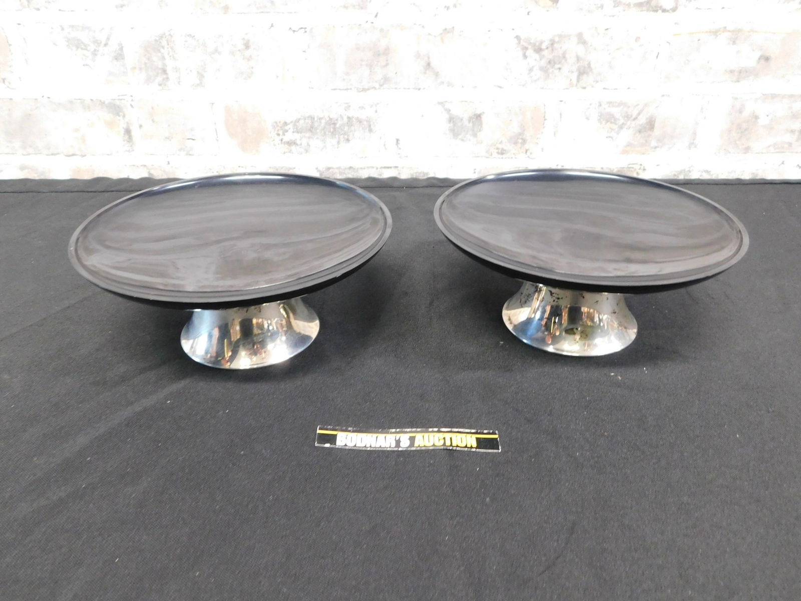 Pair of Gorham Sterling Base Pedestals with Jet Black (1 of 5)