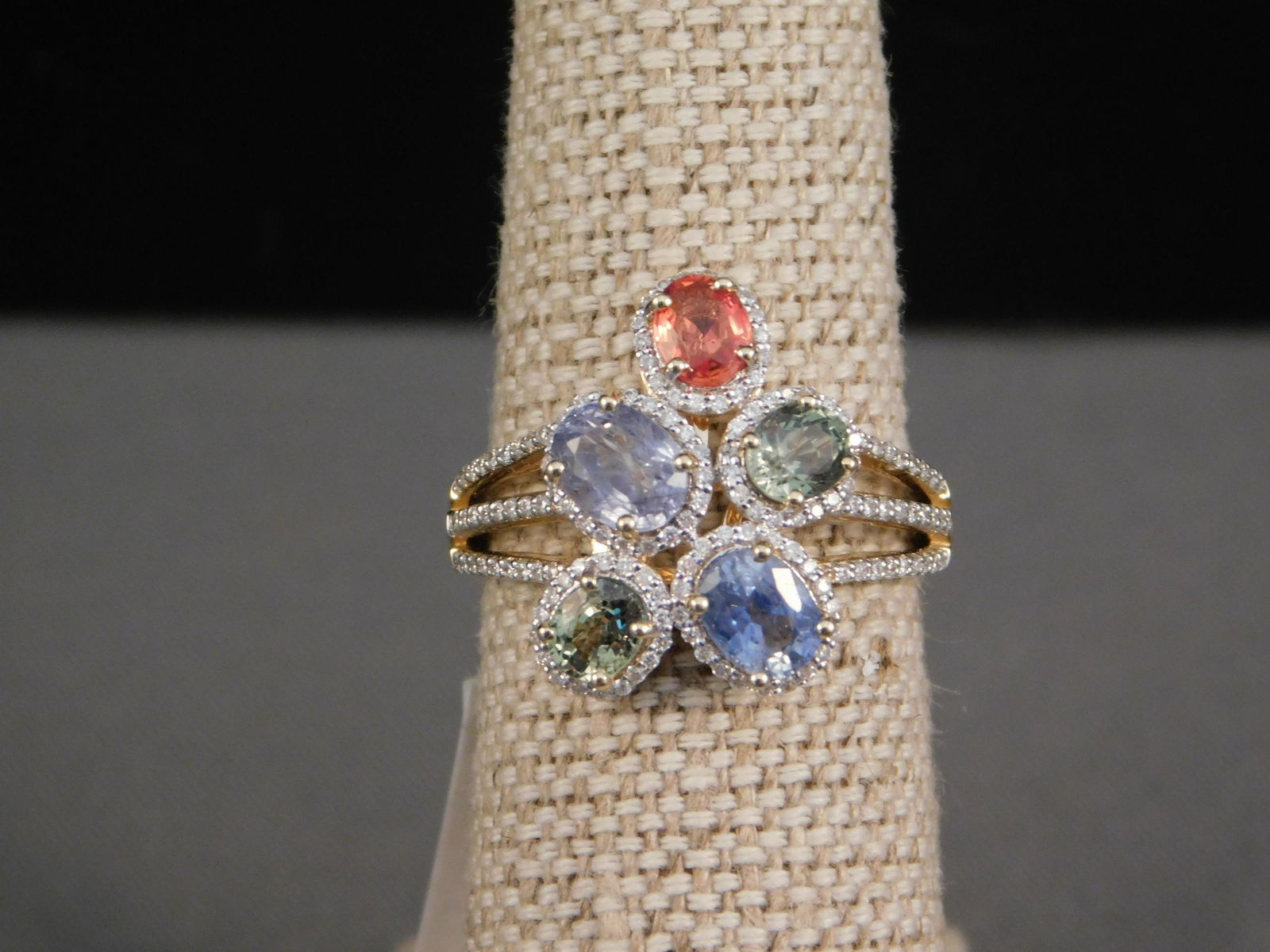 14k Custom Diamond and Multi-Colored Sapphire Ring (1 of 6)