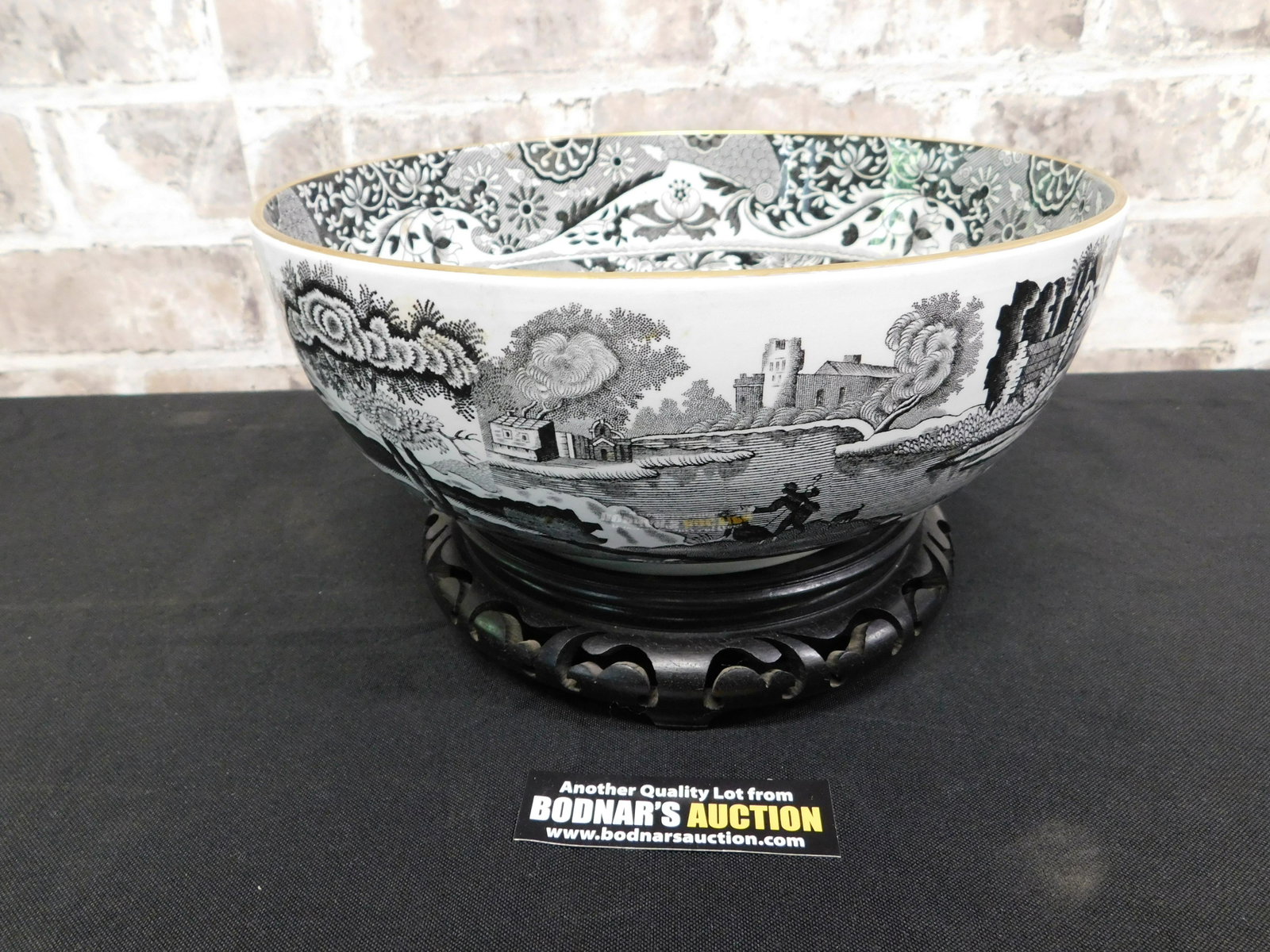 Copeland Spode's England Center bowl: Copeland Spode's England Center bowl Entitled "Italian" Hand Carved Wooden Base. Measures 9.5" diameter x 4" tall. You are bidding at a live sale. Please read the terms and conditions. This sale will 