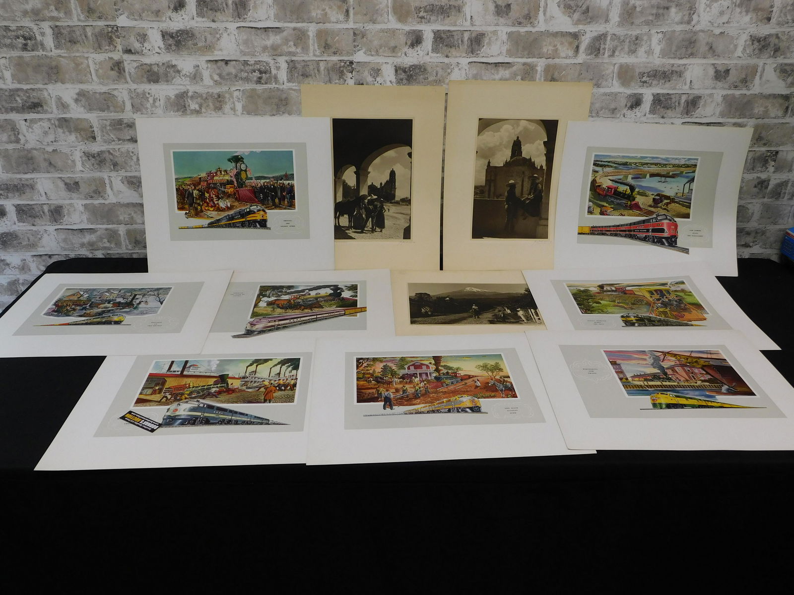 Art Lot including Portfolio of Train Lithographs (1 of 6)