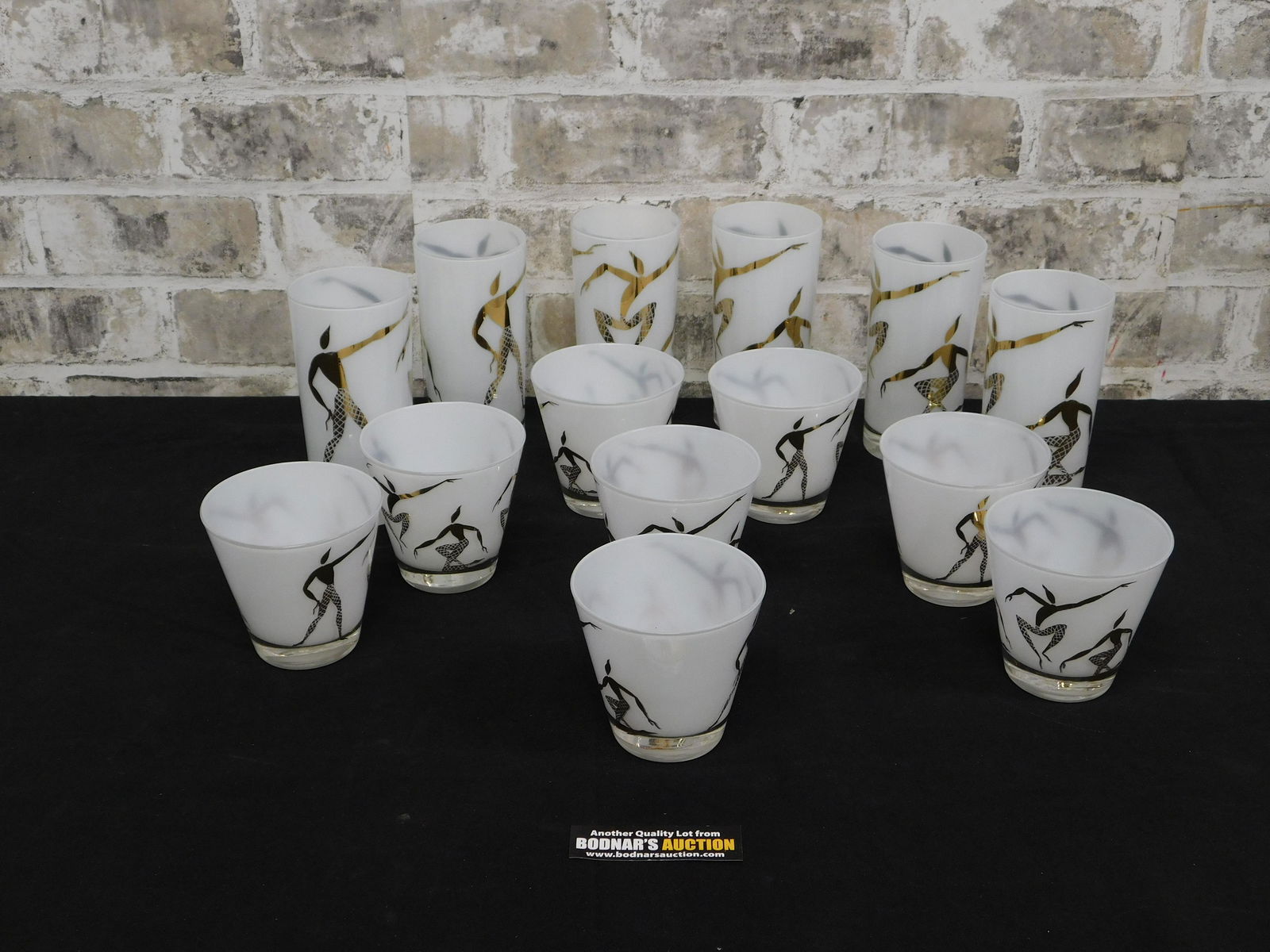 Lot of 14 Federal Frosted Mid Century Barware Glasses (1 of 6)