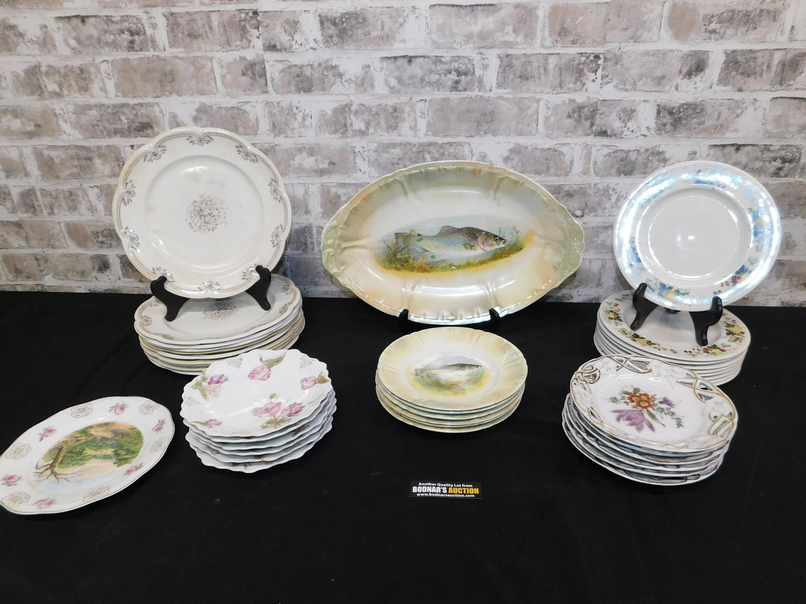 Lot of Porcelain Dishes including a German Fish Set (1 of 7)