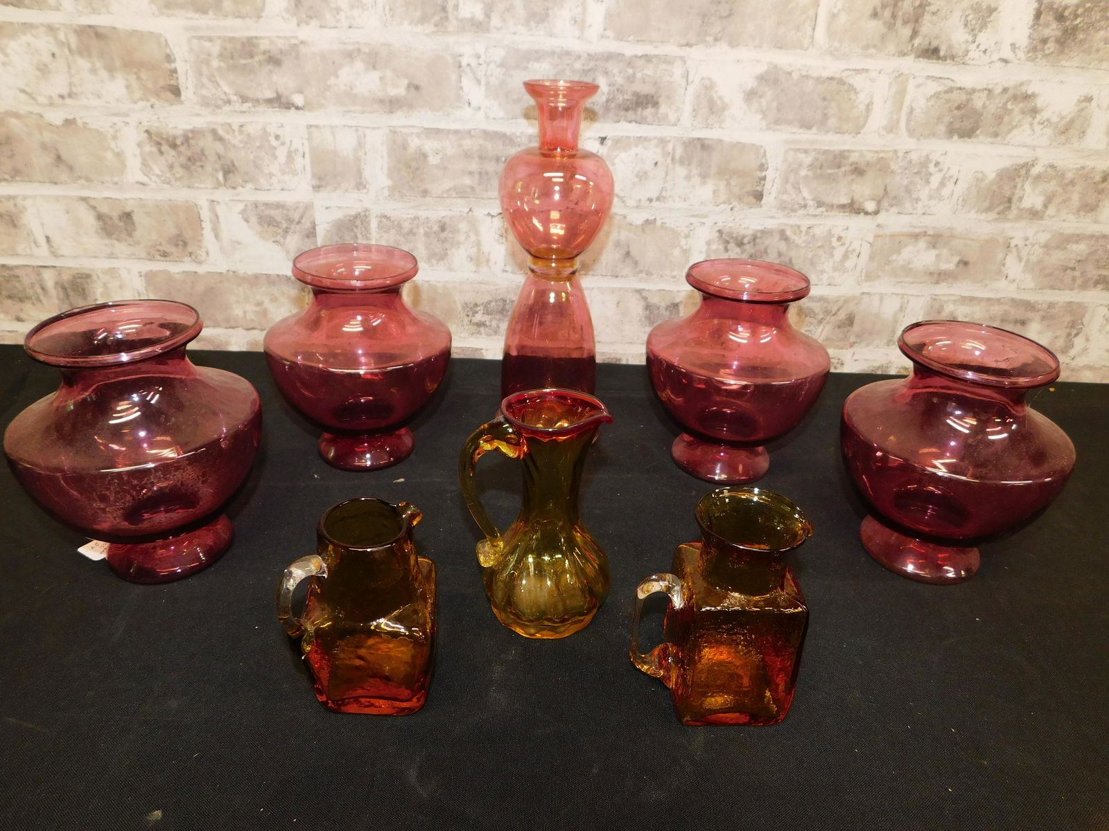 Lot of Flash Ruby and Amberina Glass (1 of 5)