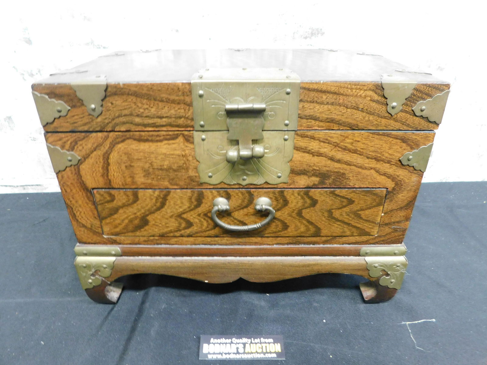 Oriental Casket Box with Drawer and Brass Highlights (1 of 4)