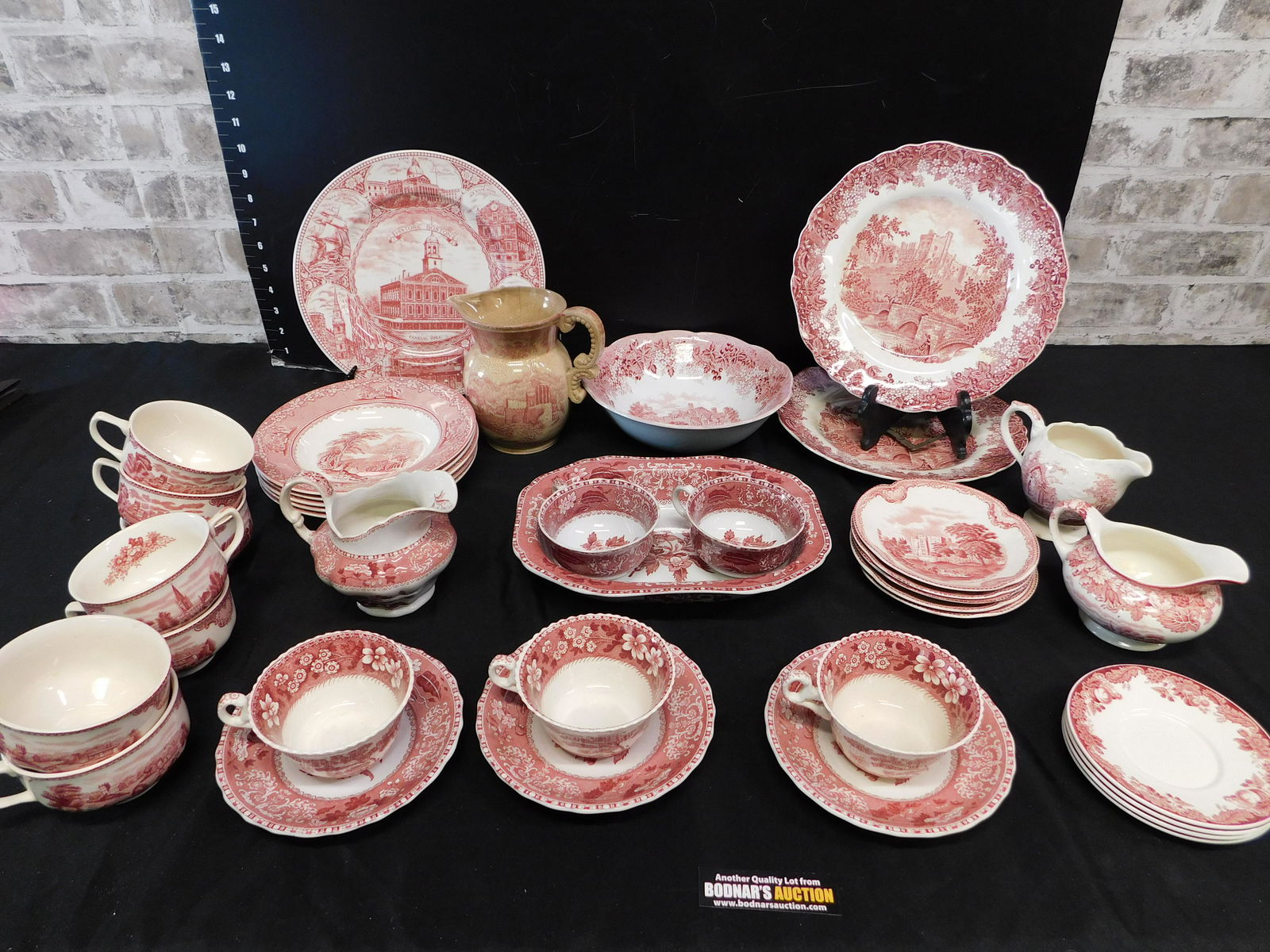 Lot of Red Ironstone Transferware Dinnerware (1 of 14)