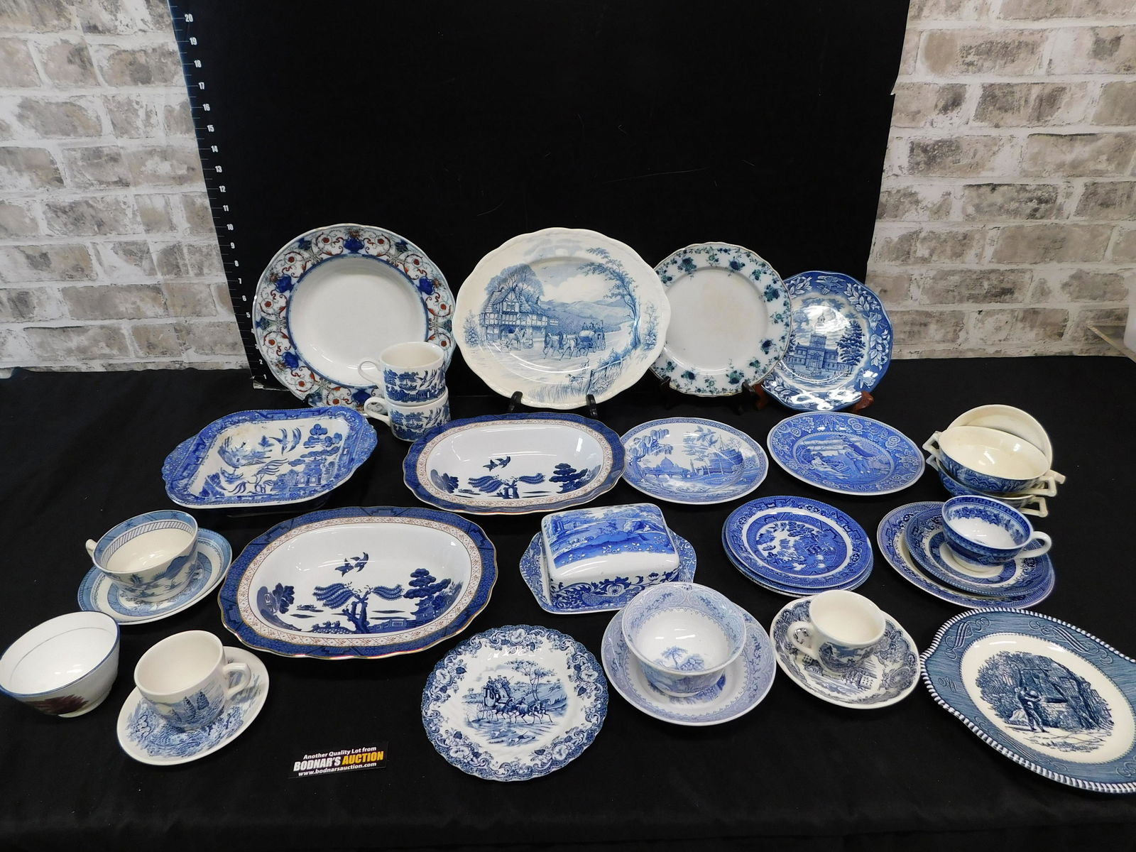 Lot of Blue and White Transferware and Flow Blue (1 of 13)