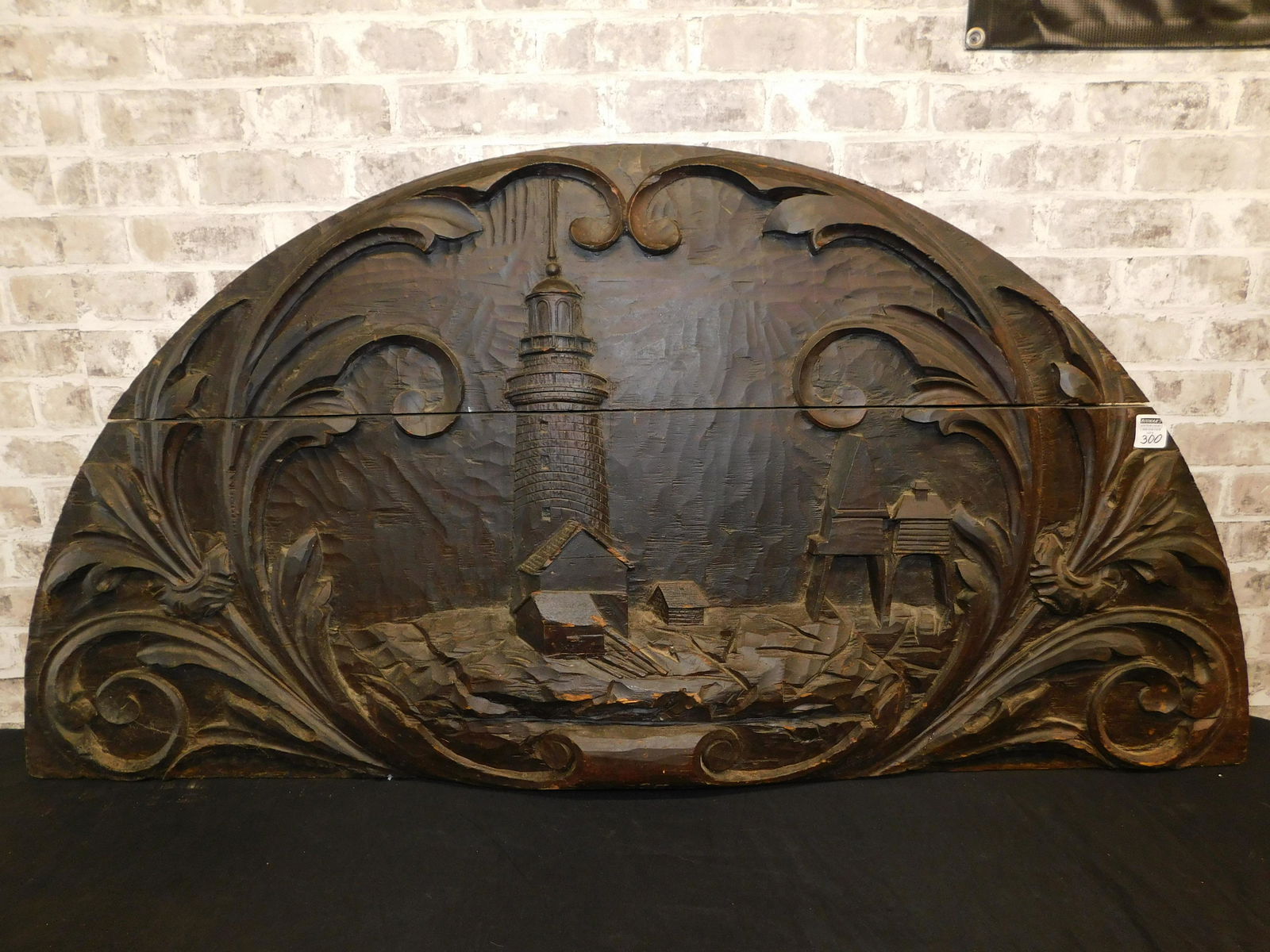 Hand Carved Wood Half Moon Panel (1 of 8)