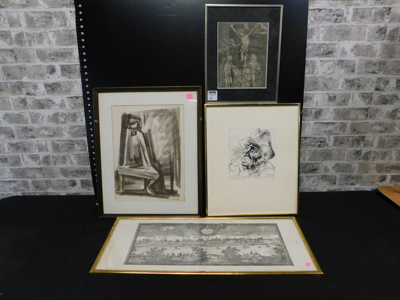 Group Lot of Framed Wood Blocks and Prints (1 of 6)
