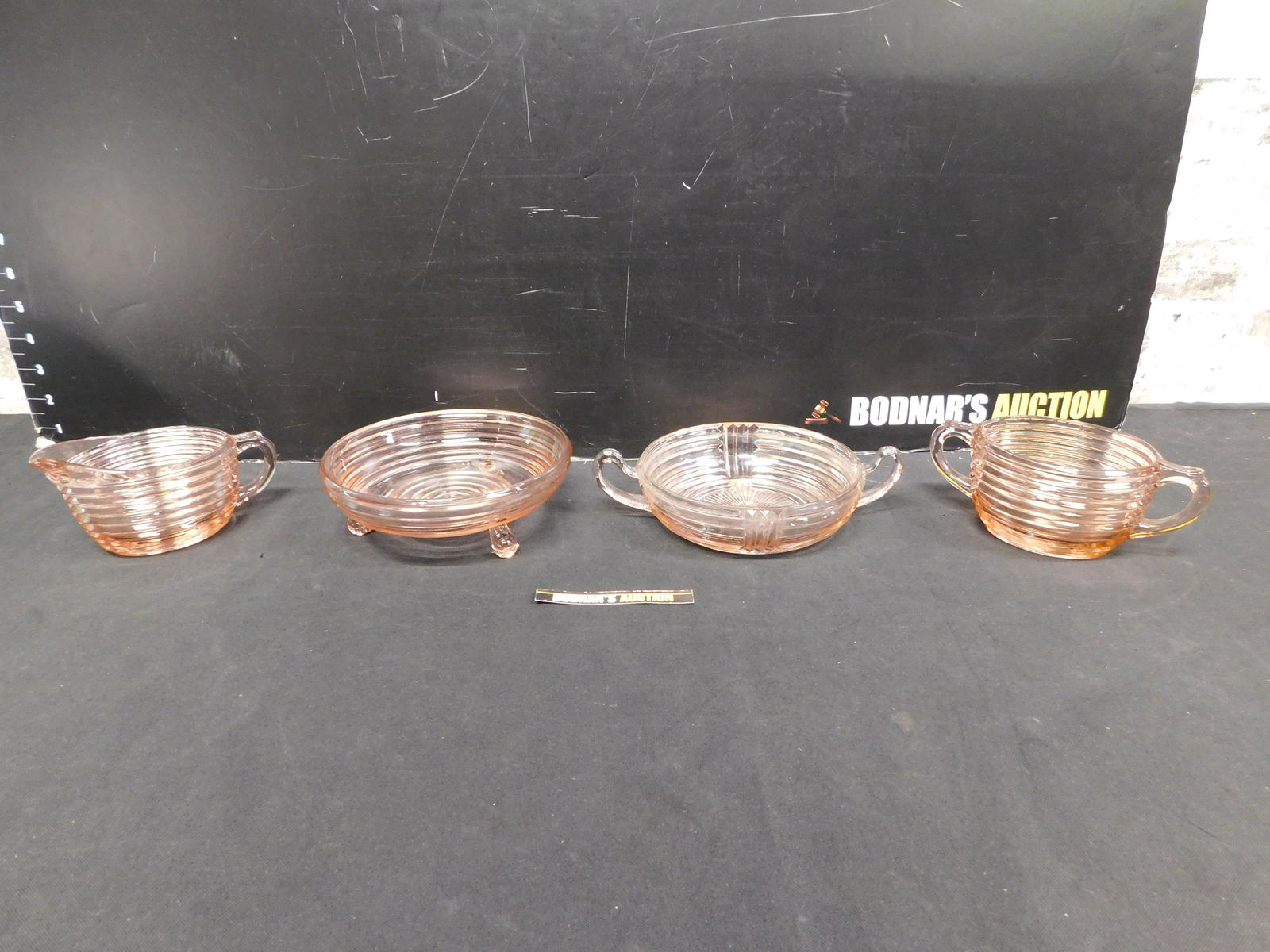 Lot of 4 Pieces of Manhattan Pattern Pink Depression (1 of 6)