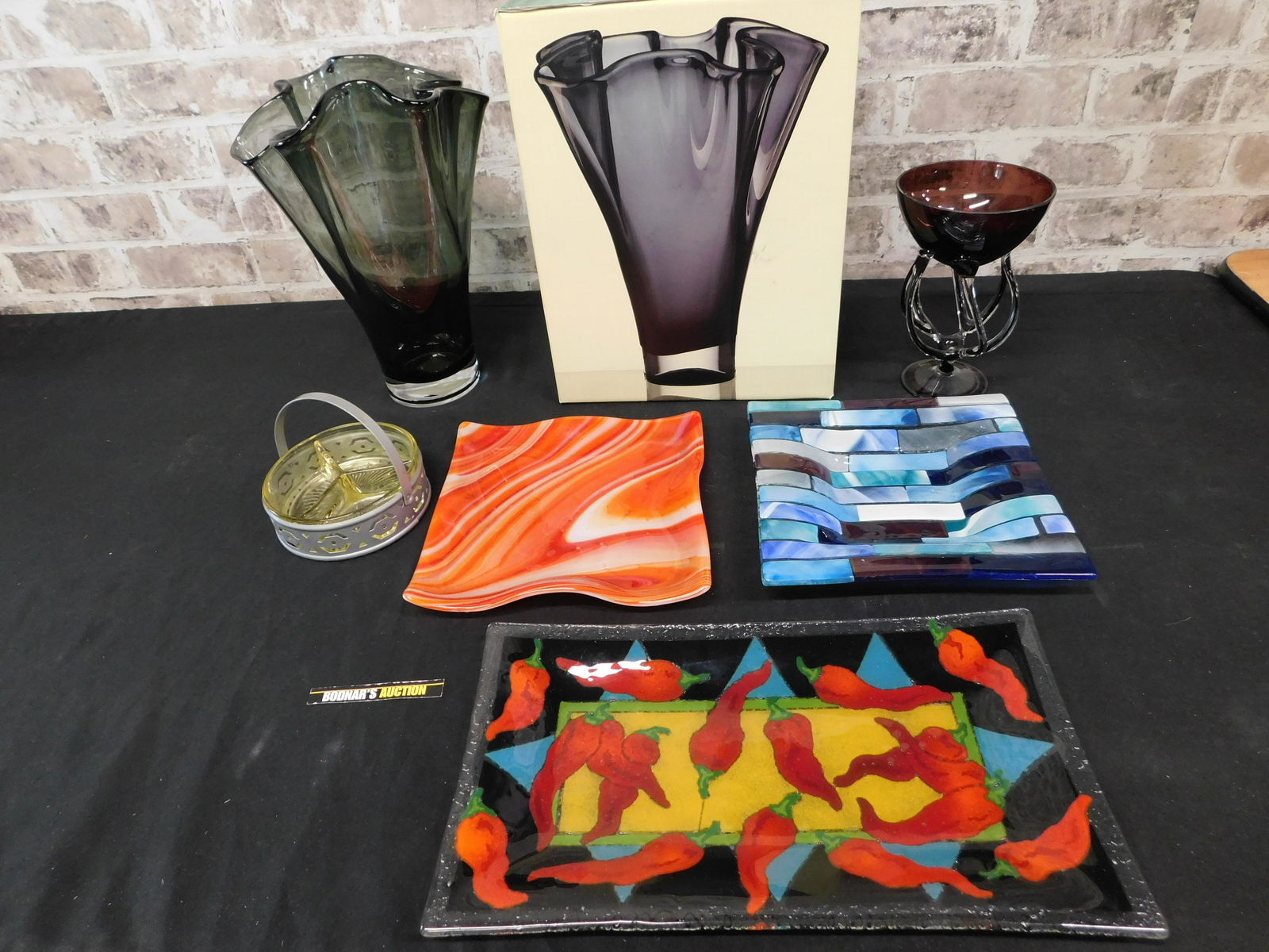 Group Lot of Art Glass including Black Lenox Vase (1 of 7)