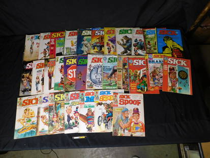 Lot of 30 Sick Magazines: Lot of 30 Sick Magazines. Many Covers by Jack Davis and Joe Simon. Some issues feature Beatles Parodies. Please read the terms and conditions. This sale will be broadcast live on sale day with full