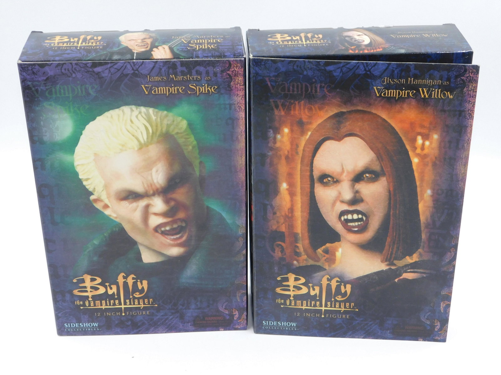 2 Buffy the Vampire Slayer Sideshow Collectibles 12": 2 Buffy the Vampire Slayer Sideshow Collectibles 12" figures including Vampire Spike and Vampire Willow in original boxes. All invoices must be paid within 24 hours of the sale. All items are shipped 