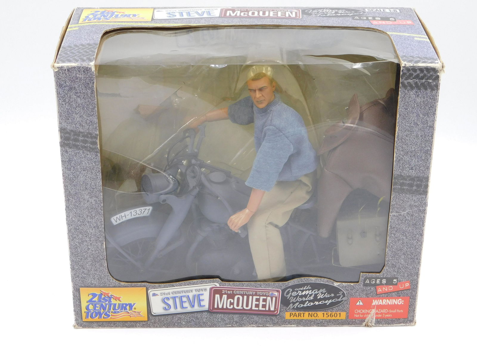 Steve McQueen Figure on Motorcycle - 21st Century: Steve McQueen with German World War 2 Motorcycle - 21st Century Toys - 1:6 Scale - In original box. Has tears in plastic. Box has been opened. All invoices must be paid within 24 hours of the sale. Al
