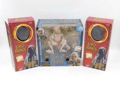 Lot of Lord of the Ring Items: Lot of Lord of the Ring Items including Electronic Talking Gollum by Toy Biz - Figure is a little sticky, and 2 Toy Biz Witchking Ring Wraiths - One box has been opened. All invoices must be paid with