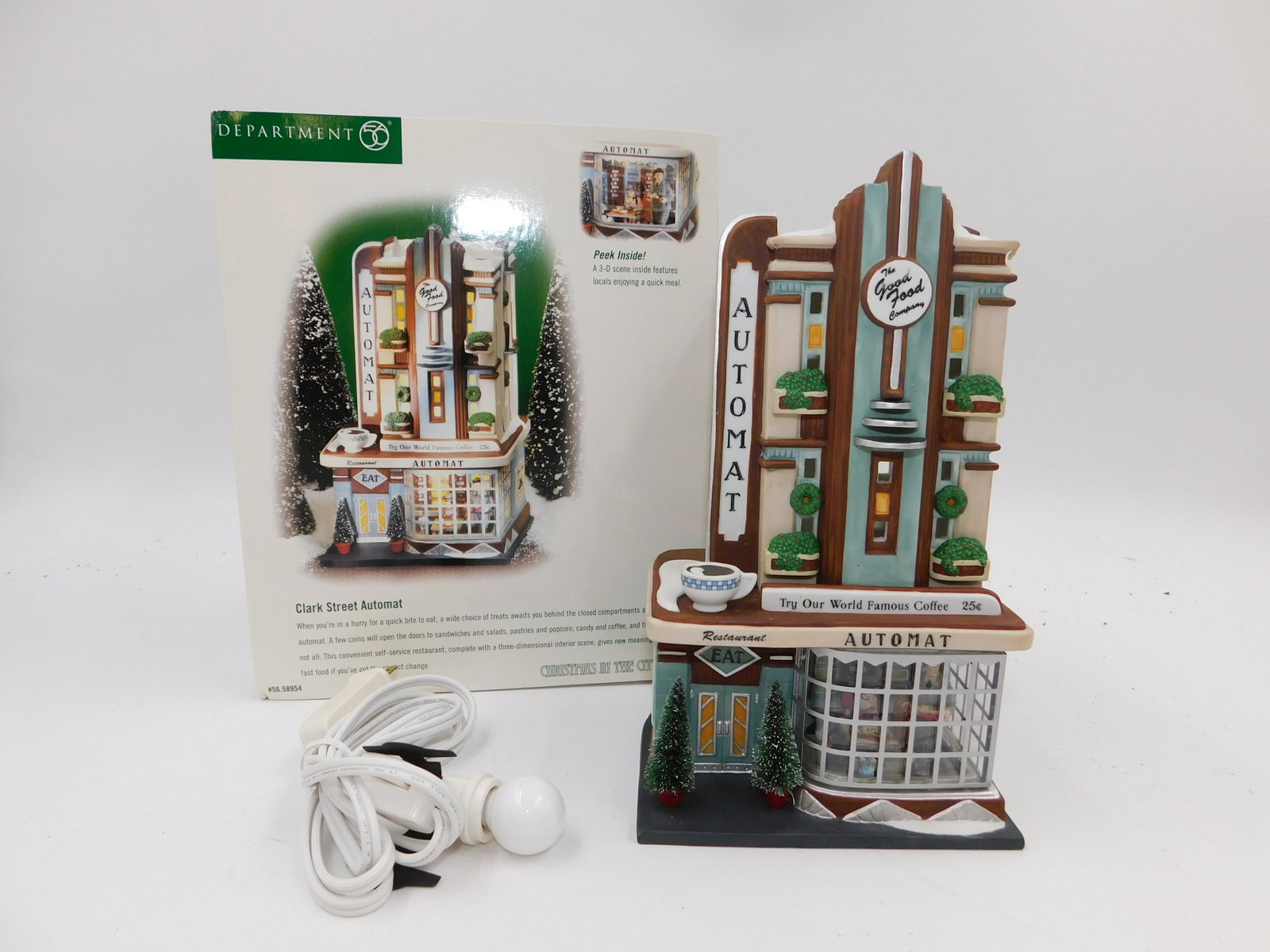 Department 56 Clark Street Automat: Department 56 Clark Street Automat - Christmas in the City Collection. Comes in original box with light cord. Please read the terms and conditions. This sale will be broadcast live on sale day with fu