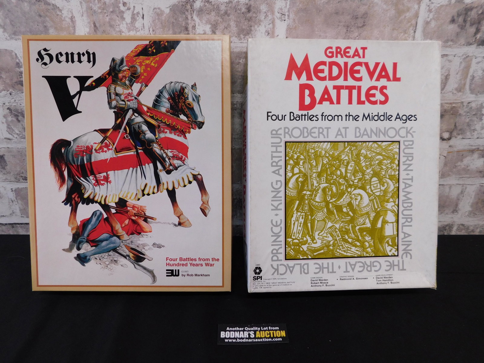 Lot of 2 War Strategy Games: Lot of 2 War Strategy Games including Henry V by 3W Games - Unused Good Condition - Some warping on the unpunched playing pieces and Great Medieval Battles by SPI - Good/Used Condition. Please refer t