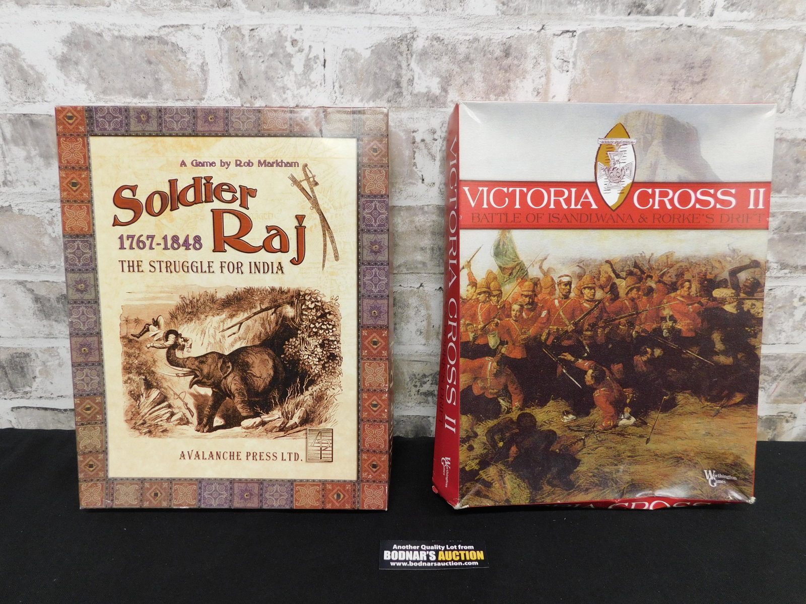 Lot of 2 War Strategy Games: Lot of 2 War Strategy Games including Soldier Raj - The Struggle for India 1767-1848 by Avalanche Press and Victoria Cross II - Battle of Isandlwana & Rorke's Drift by Worthington Games. Both appear t