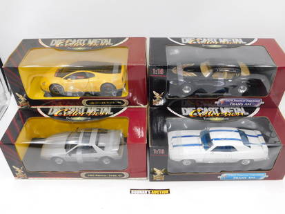 Lot of 4 Road Signature Diecast Cars - Pontiac and: Lot of 4 Road Signature Diecast Cars including 1969 Pontiac Trans Am, 1979 Pontiac Trans Am, 1985 Pontiac Fiero GT, and Volkswagen W12 Nardo. 1:18 Scale Diecast. Comes in Original Box. All invoices mu