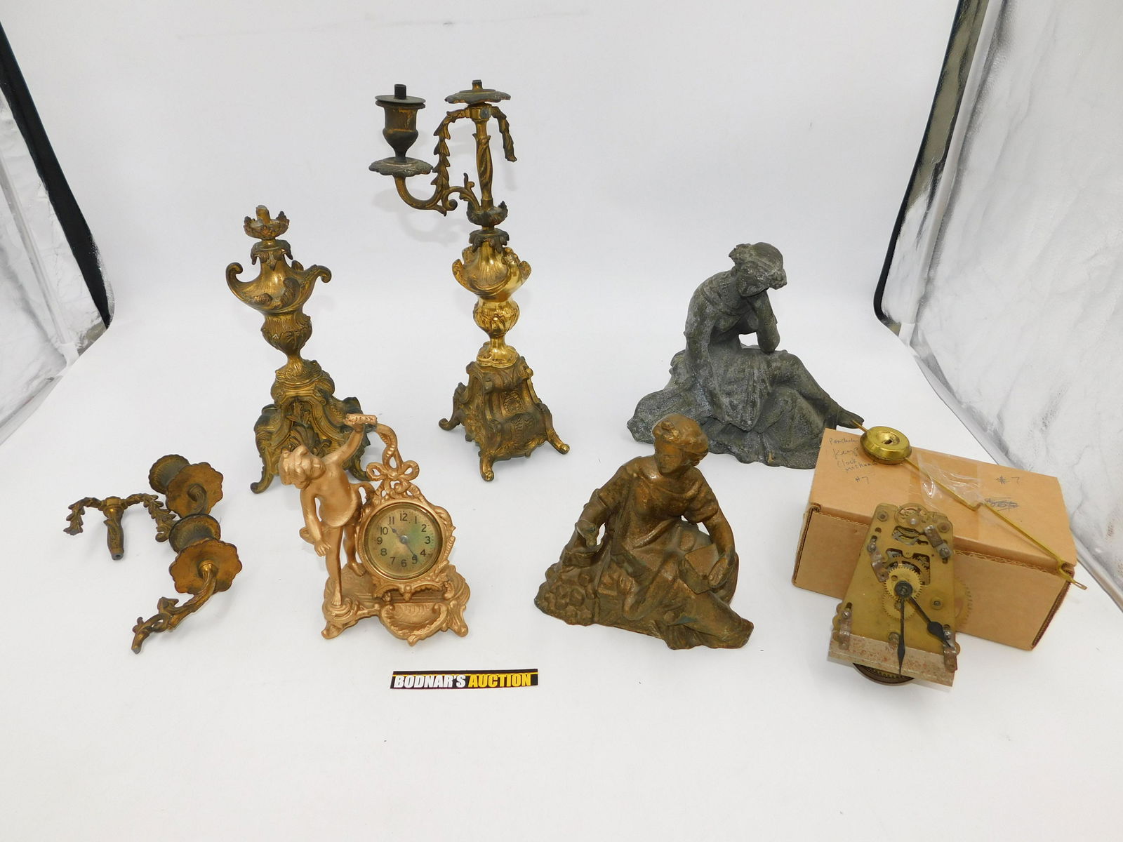 Group Lot of Clock Parts, Candelabras, Etc. (1 of 6)