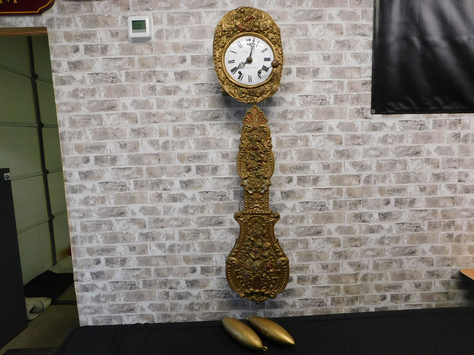 19th Century Wag-on-the-Wall Grandfather Clock (1 of 8)