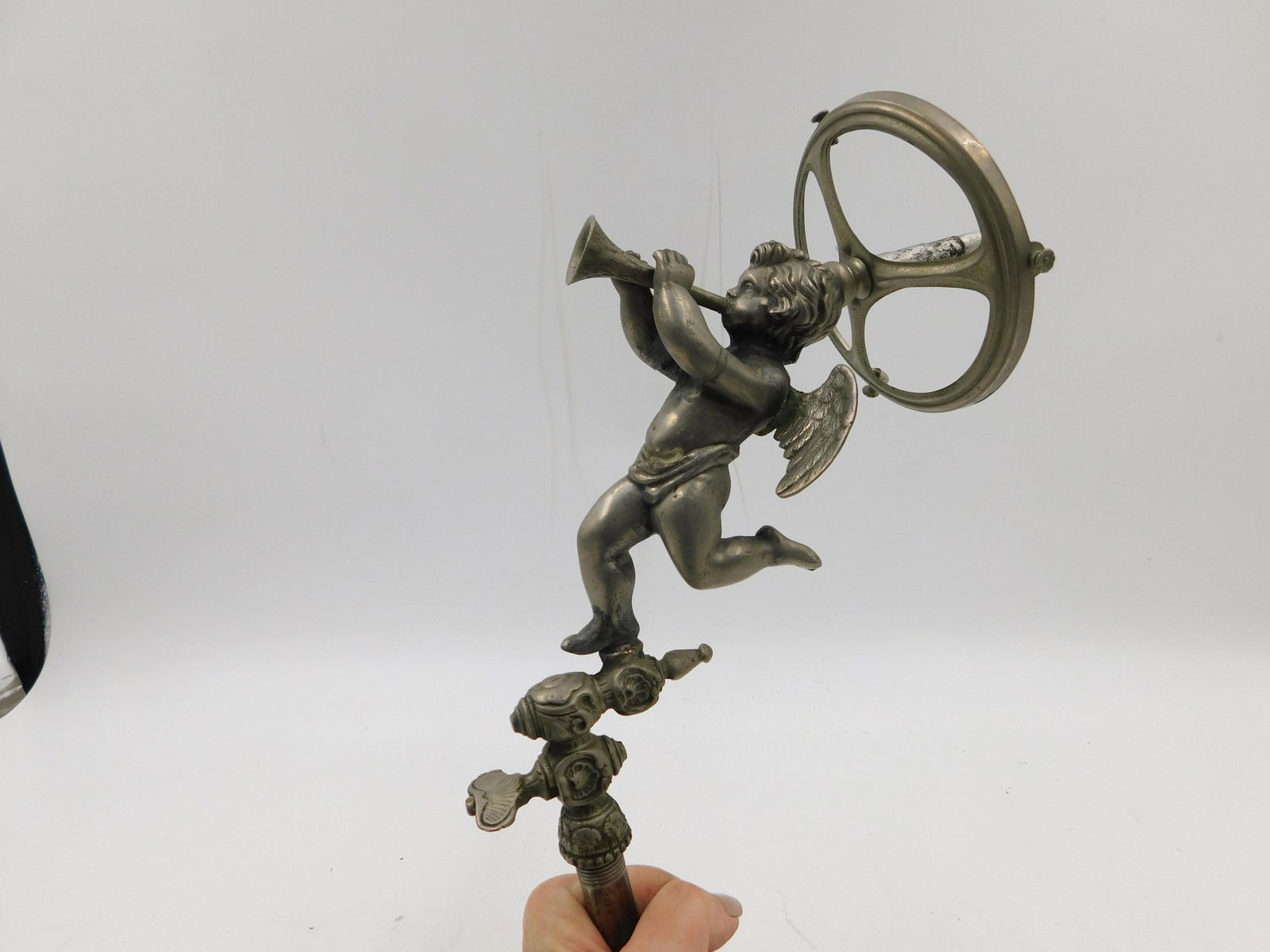 Silverplate Wall Gas Fixture of a Cherub (1 of 11)